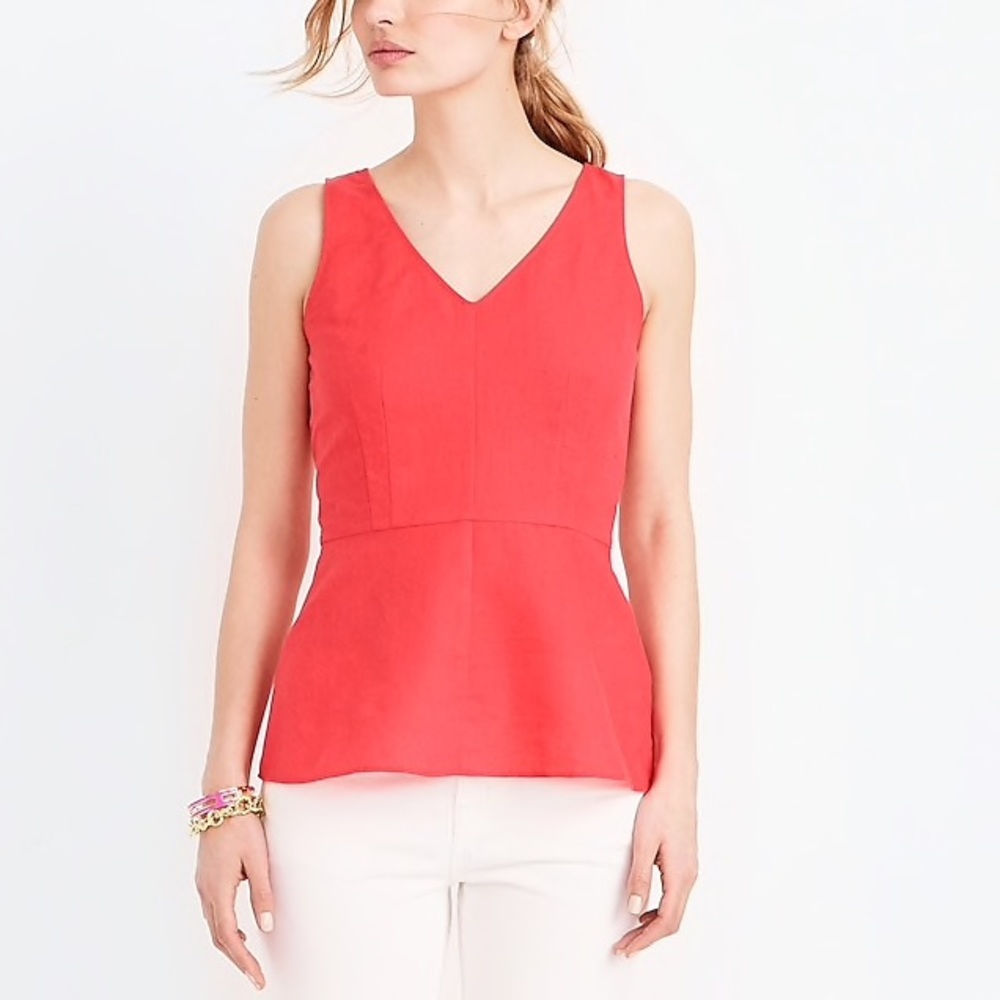 J Crew Factory Linen Peplum Top